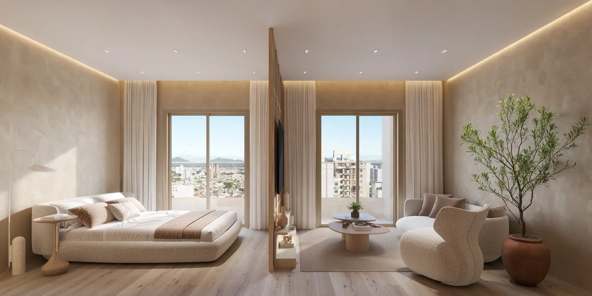 Quarto aberto para a cidade
